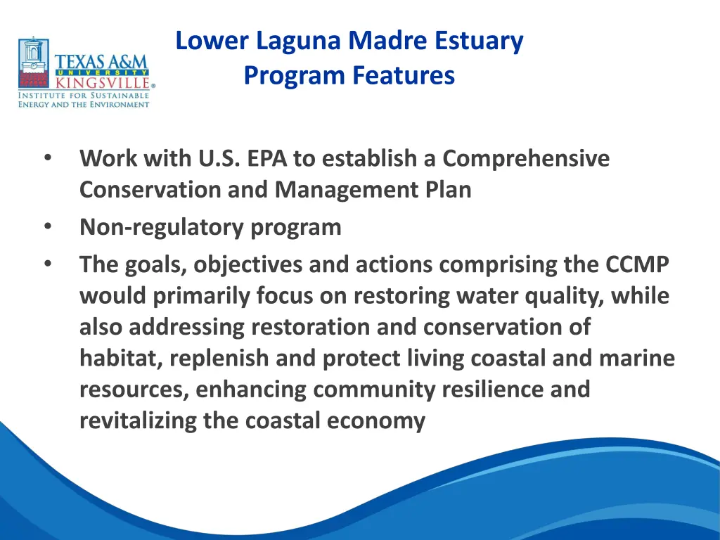 lower laguna madre estuary program features
