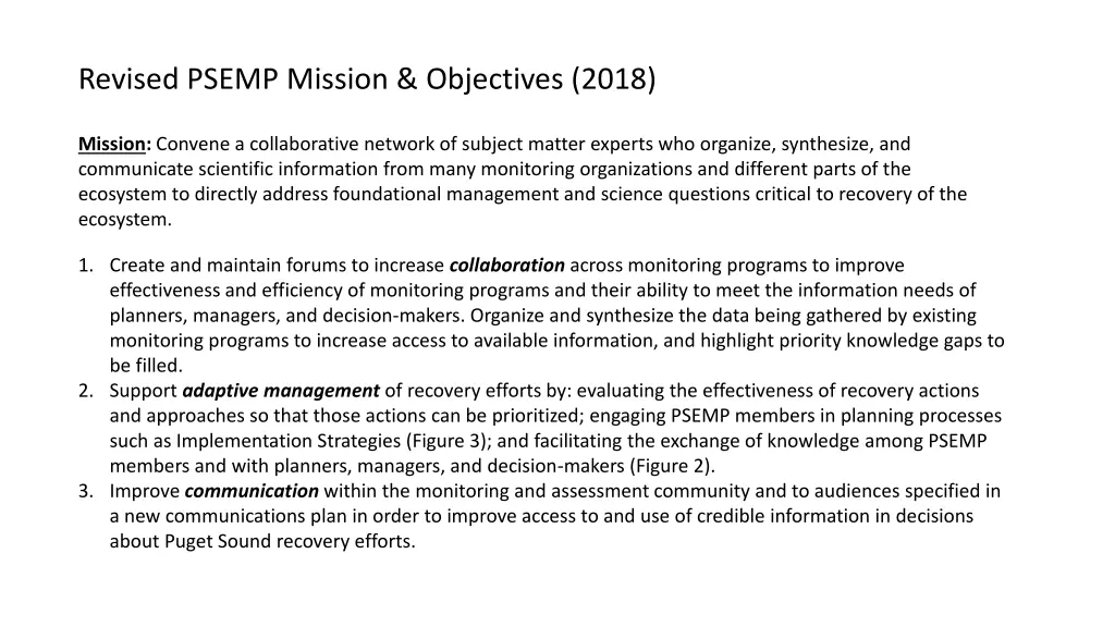 revised psemp mission objectives 2018