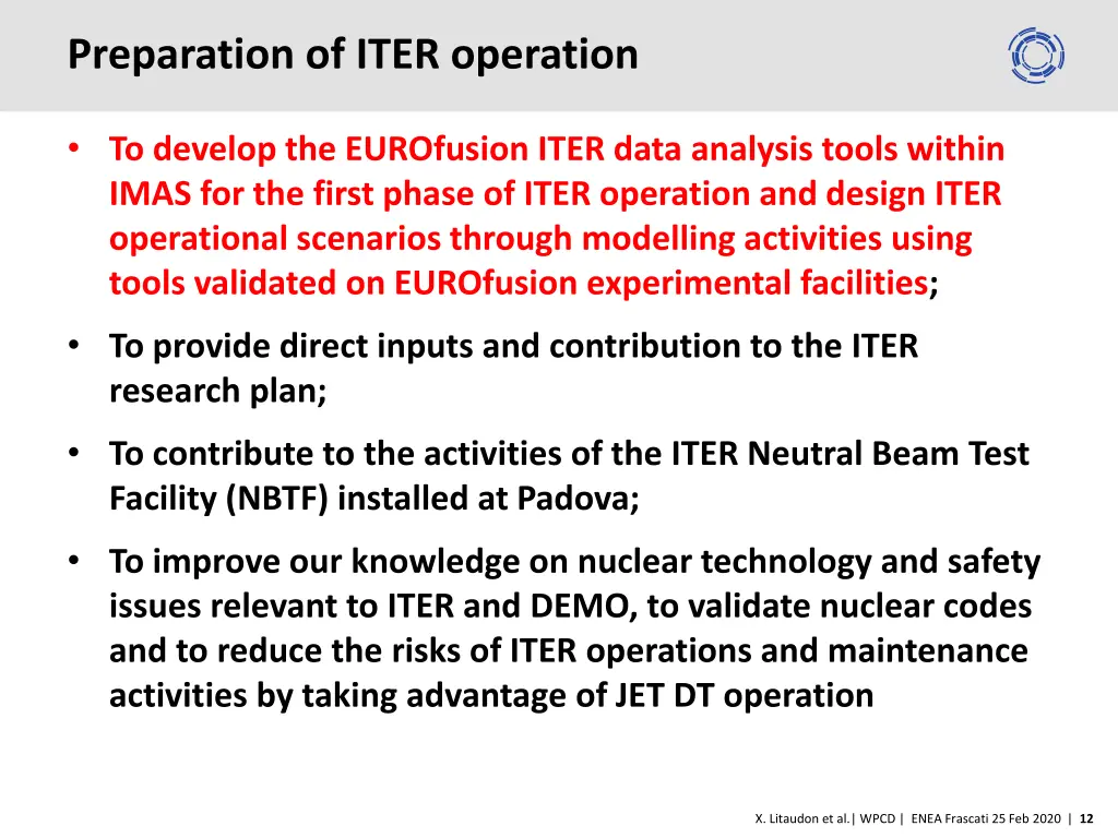 preparation of iter operation