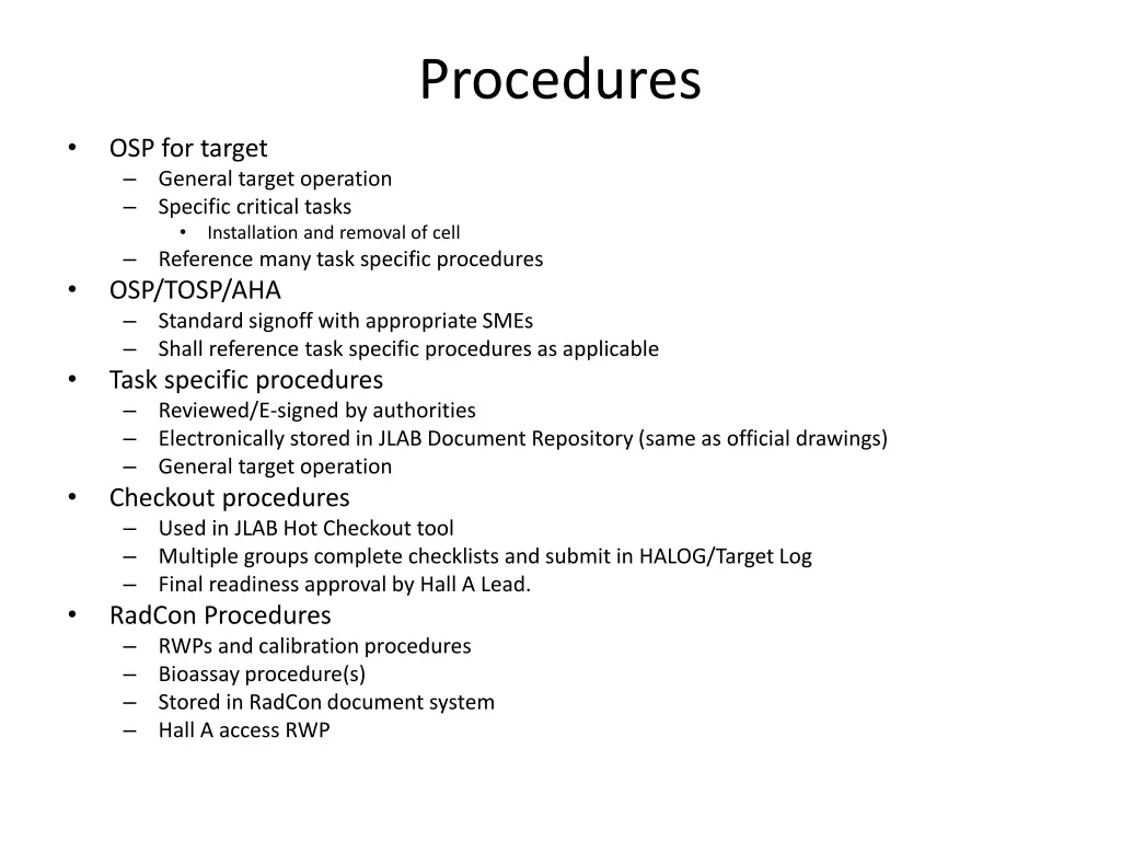 procedures