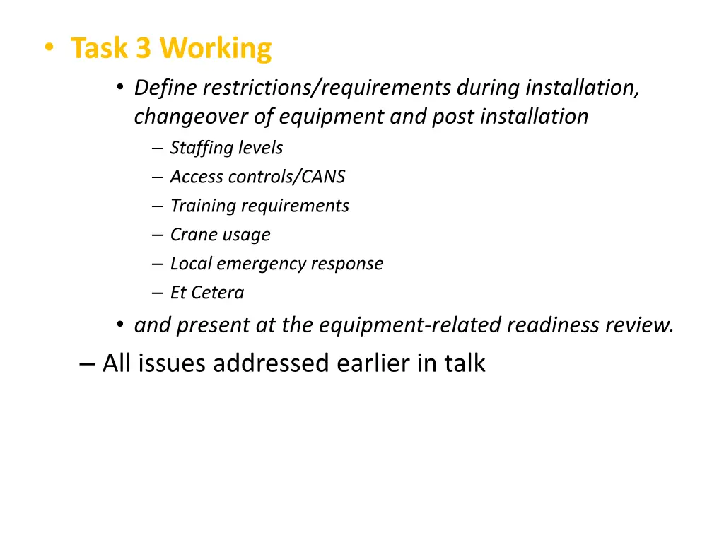 task 3 working define restrictions requirements