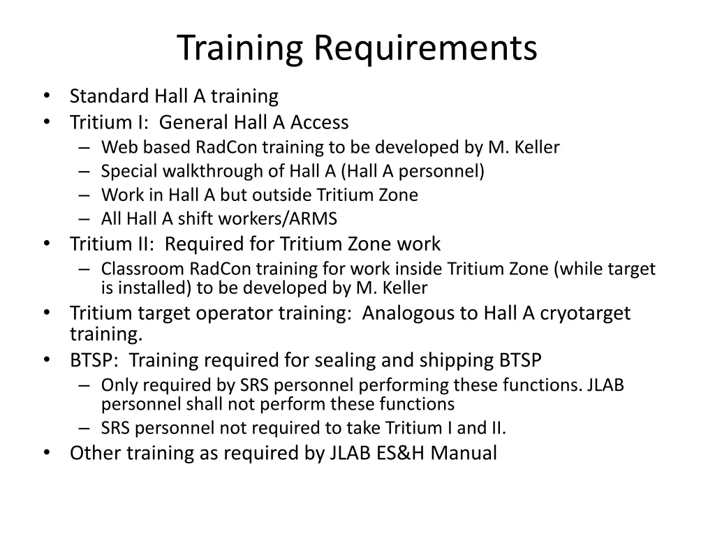 training requirements