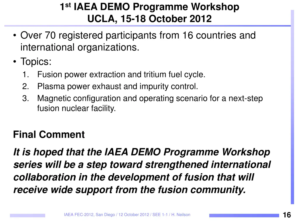 1 st iaea demo programme workshop ucla