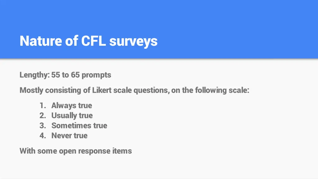 nature of cfl surveys