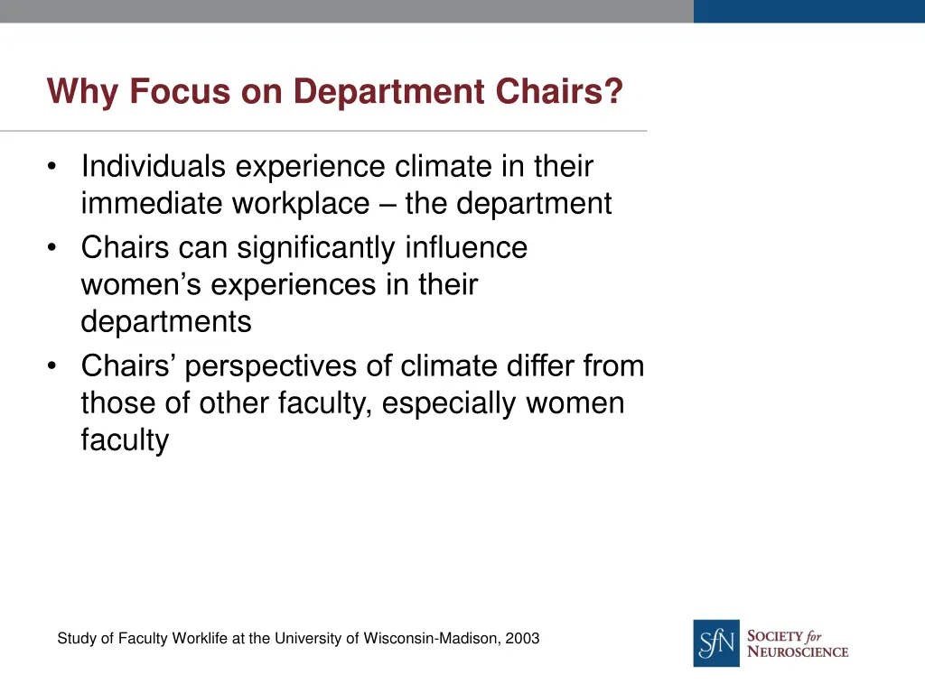 why focus on department chairs