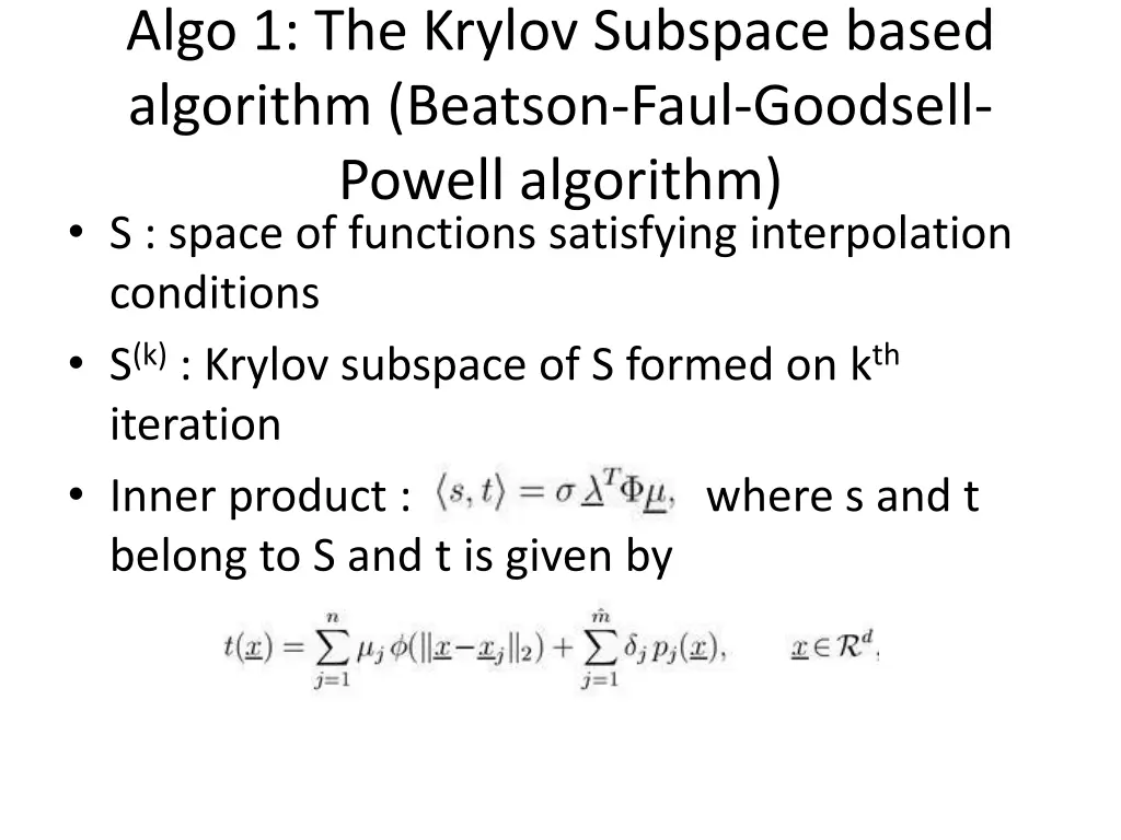 algo 1 the krylov subspace based algorithm