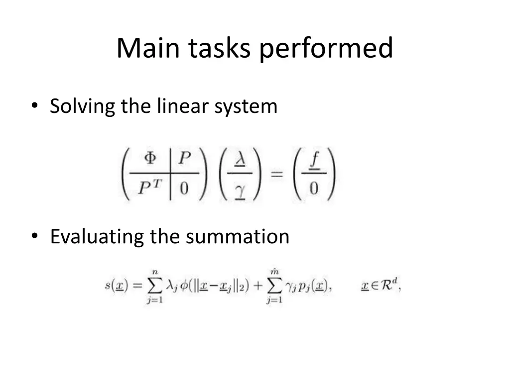 main tasks performed