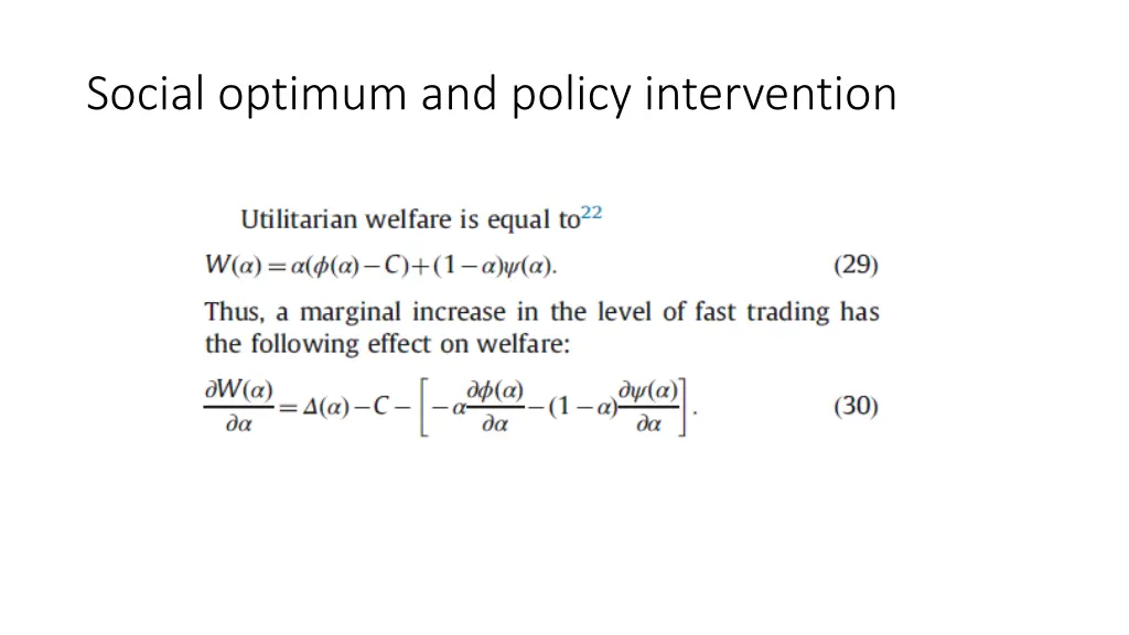 social optimum and policy intervention