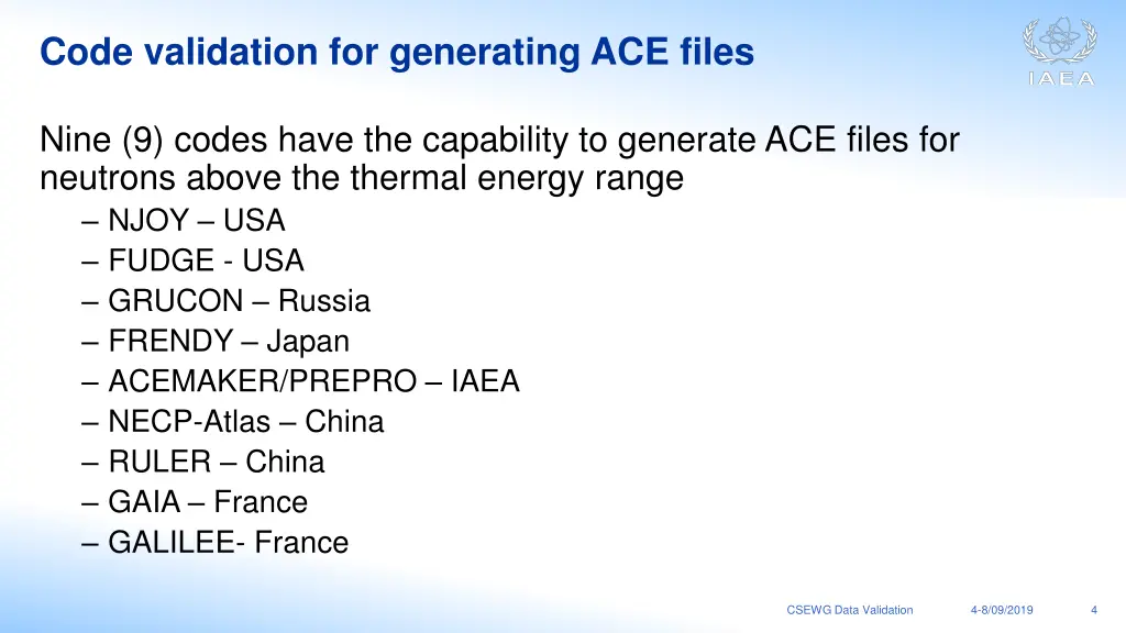code validation for generating ace files 1