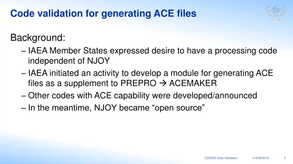 code validation for generating ace files