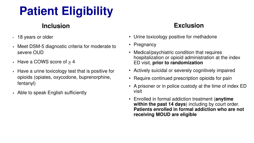 patient eligibility