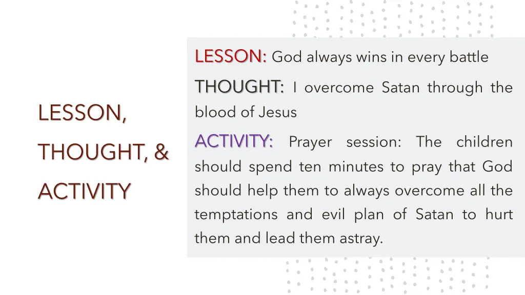 lesson god always wins in every battle