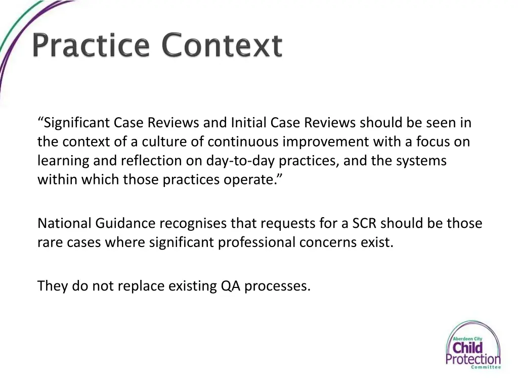 significant case reviews and initial case reviews