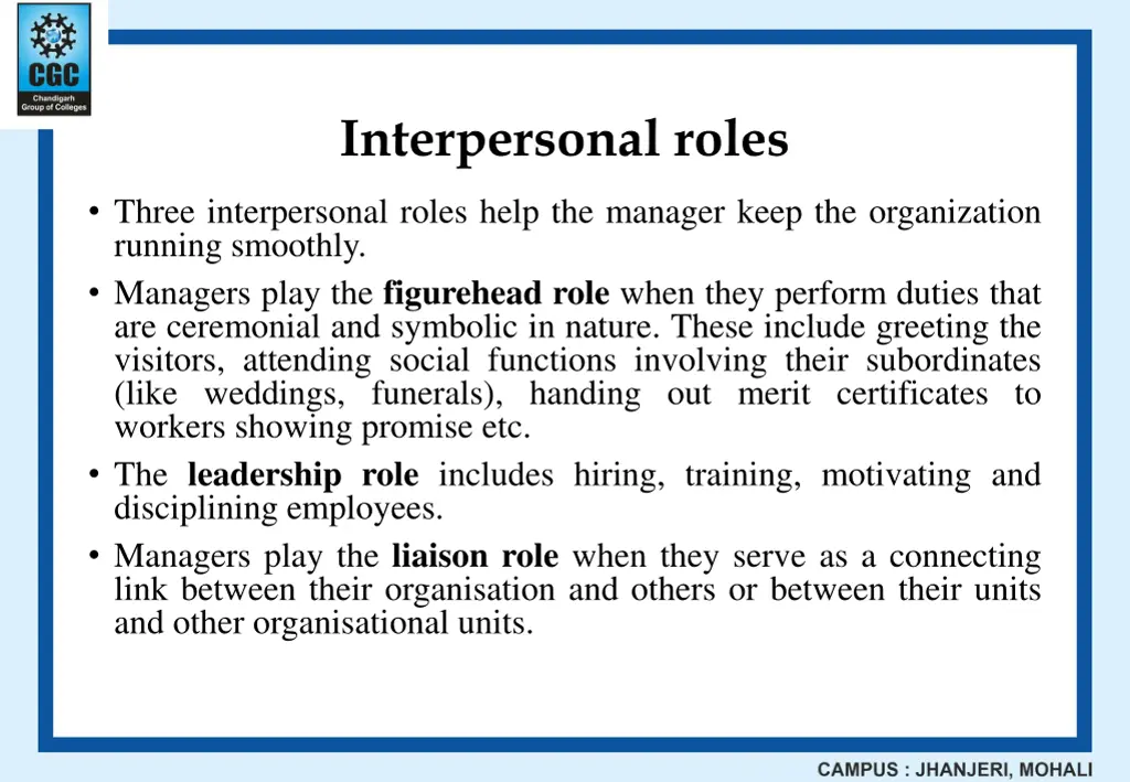 interpersonal roles