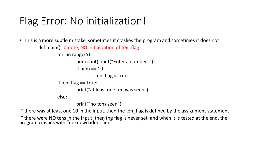 flag error no initialization