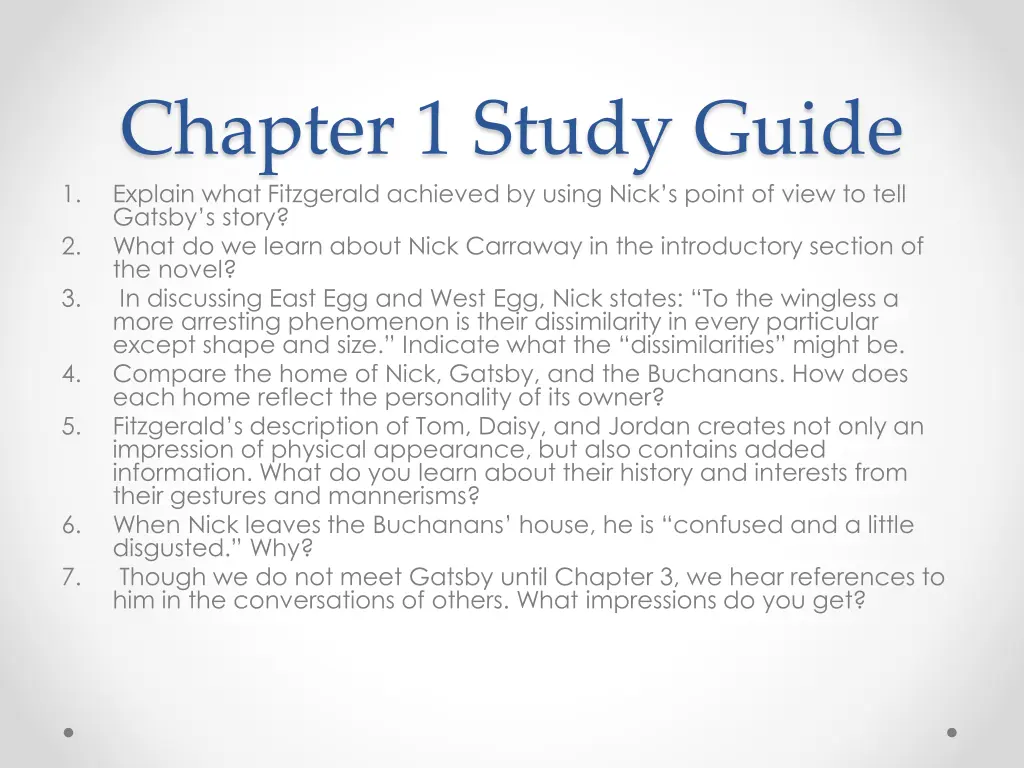 chapter 1 study guide explain what fitzgerald