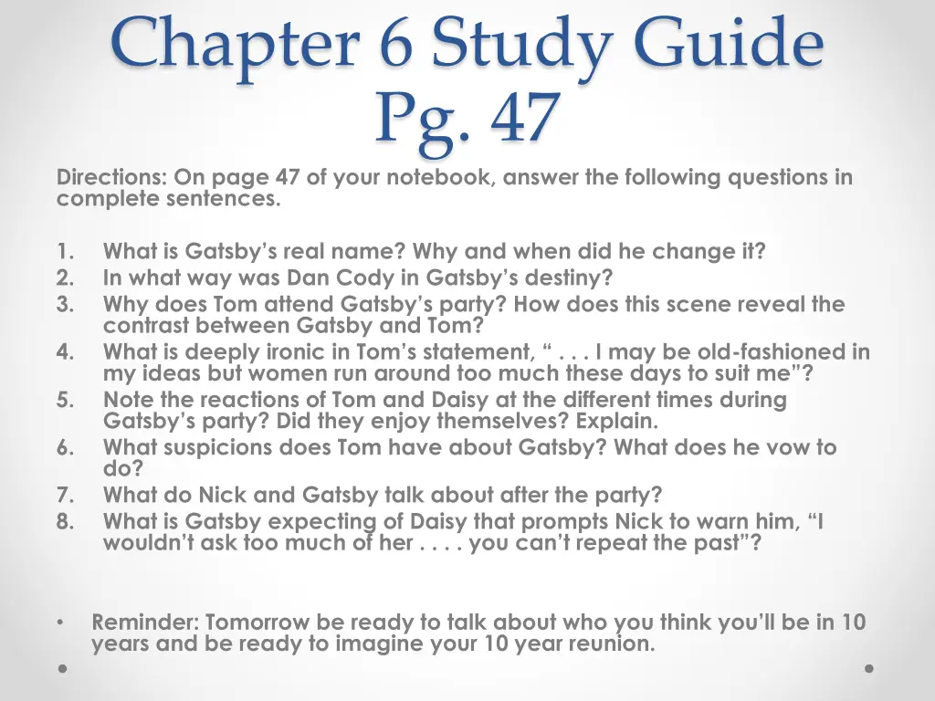 chapter 6 study guide pg 47 directions on page