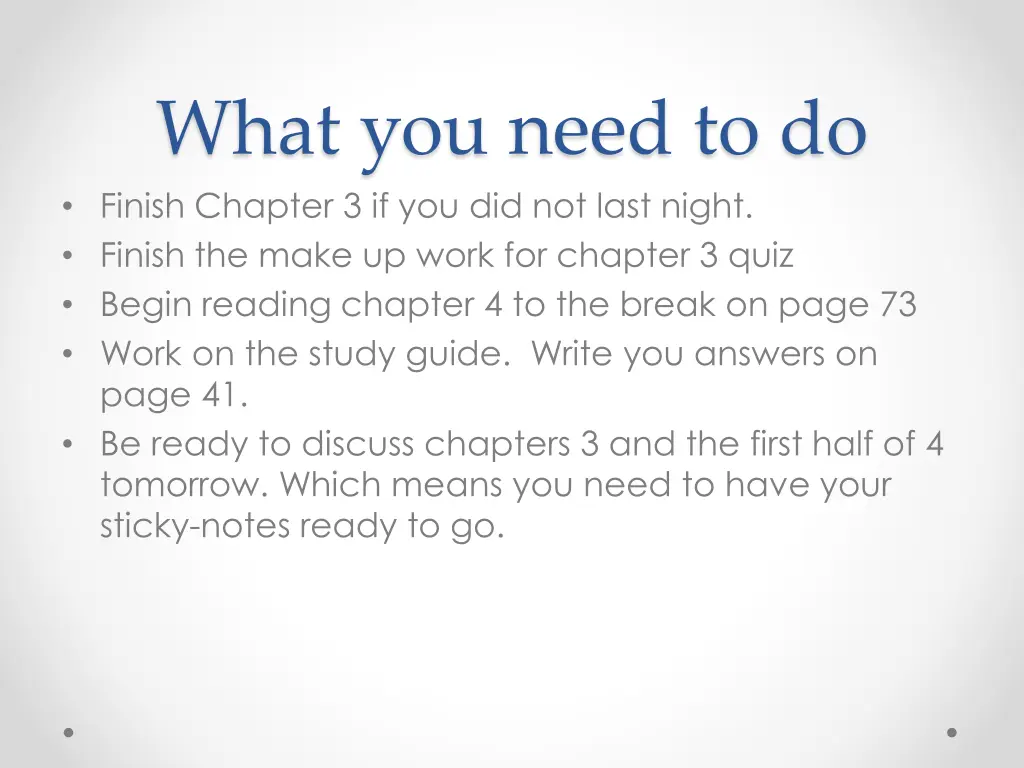 what you need to do finish chapter