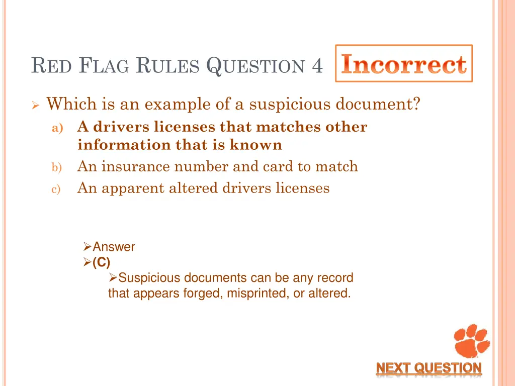 incorrect 10
