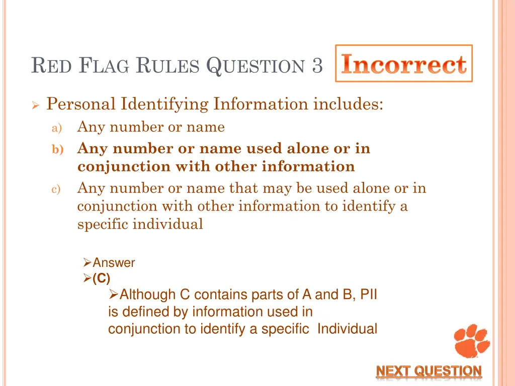 incorrect 9