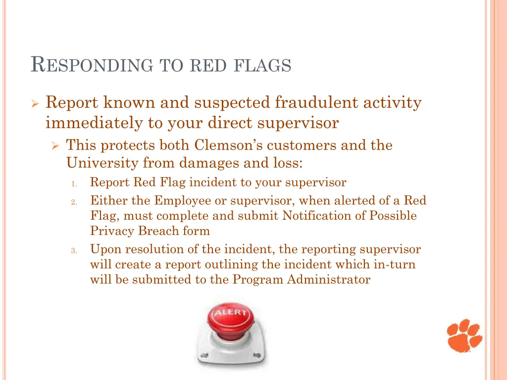 r esponding to red flags