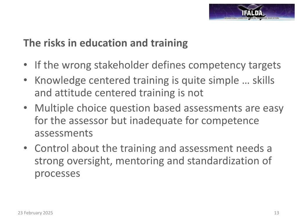 the risks in education and training