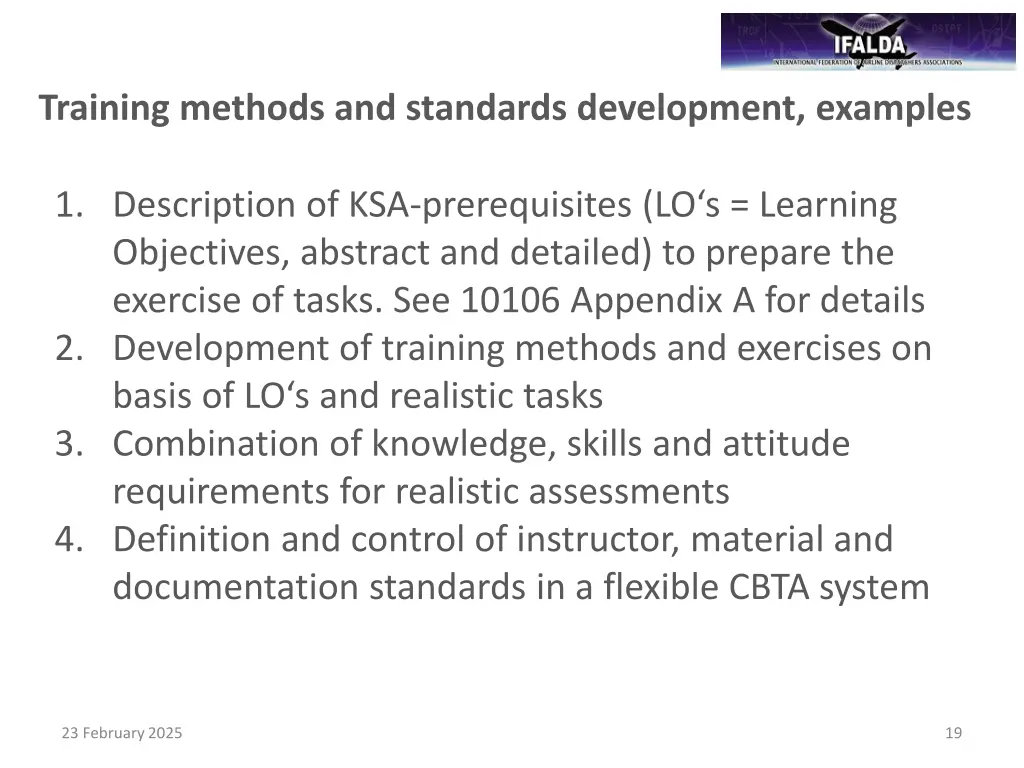 training methods and standards development