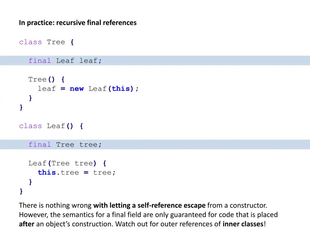 in practice recursive final references