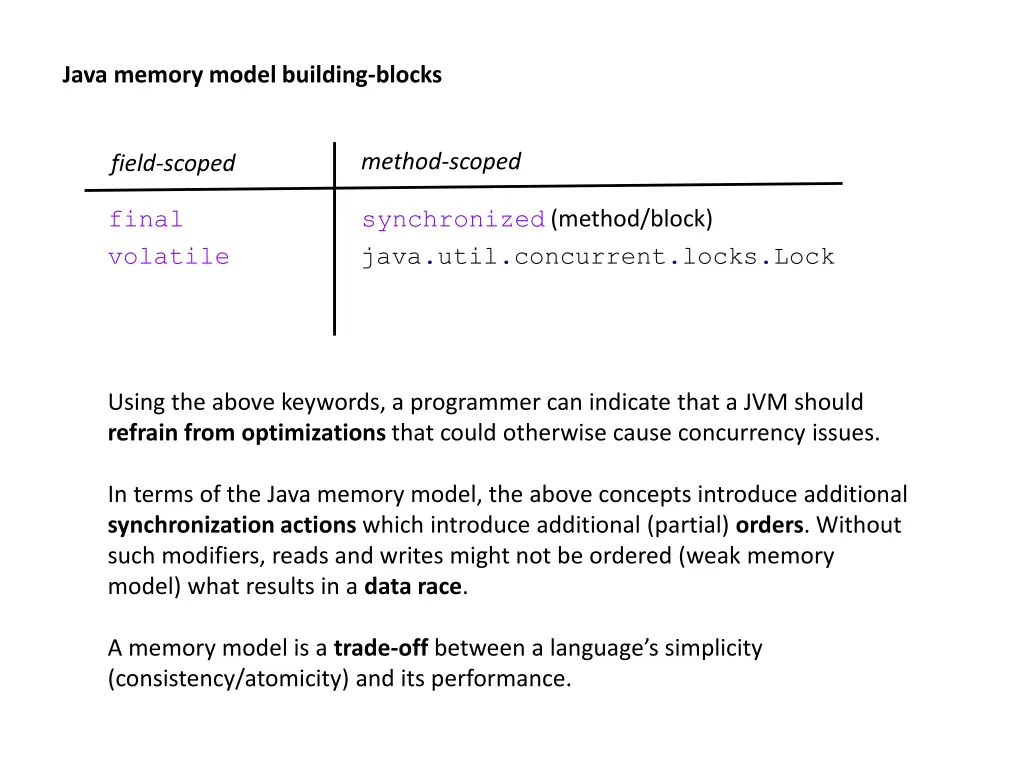 java memory model building blocks