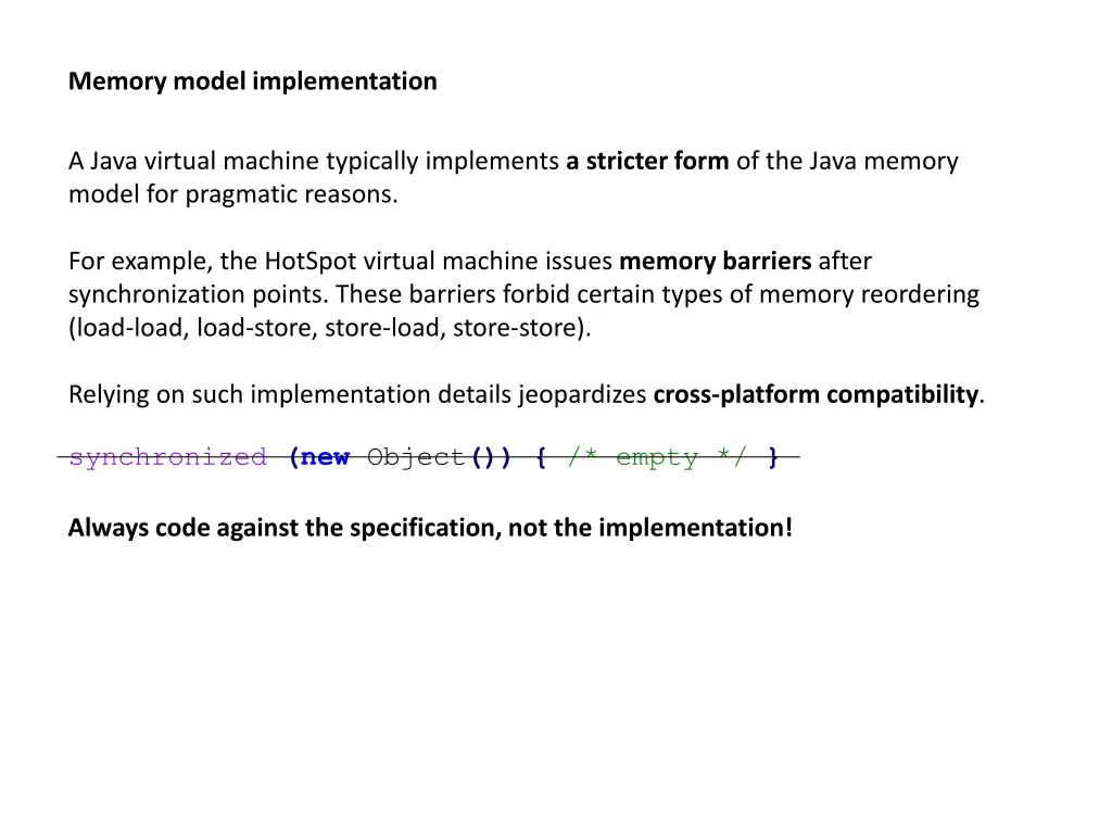 memory model implementation