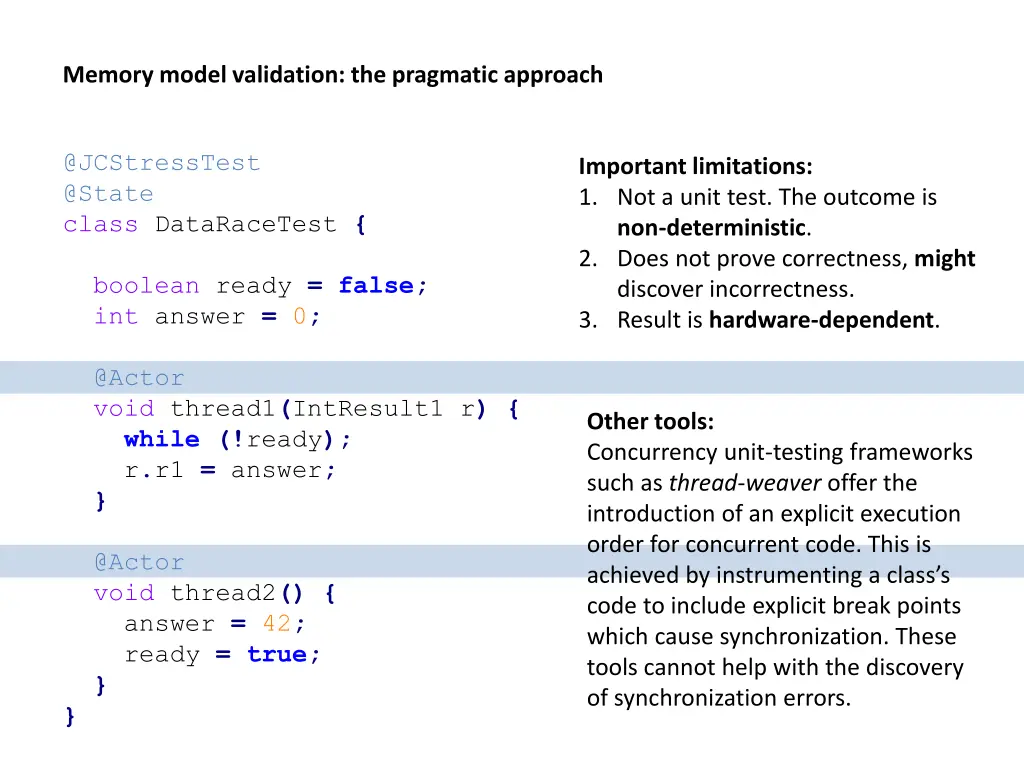 memory model validation the pragmatic approach