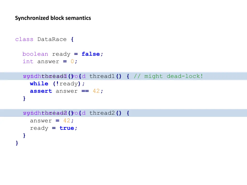 synchronized block semantics