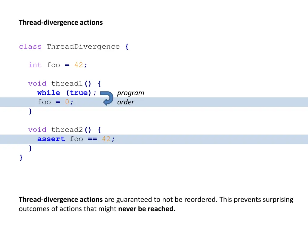 thread divergence actions