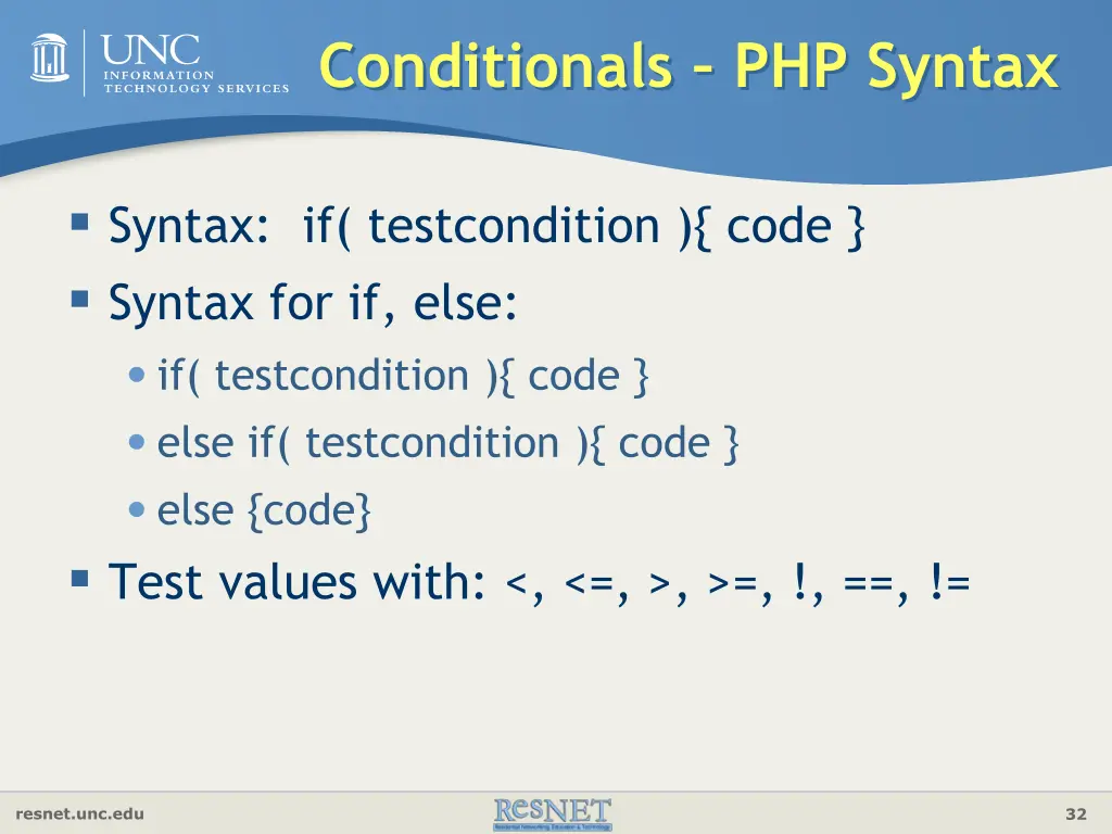 conditionals php syntax