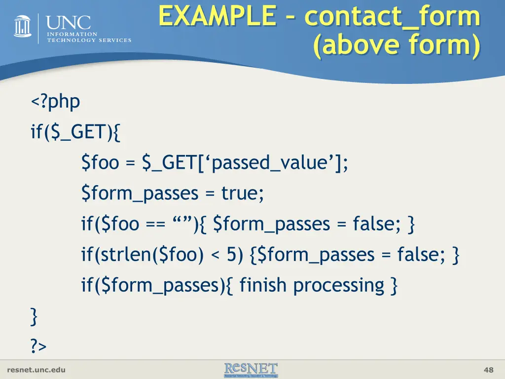 example contact form above form