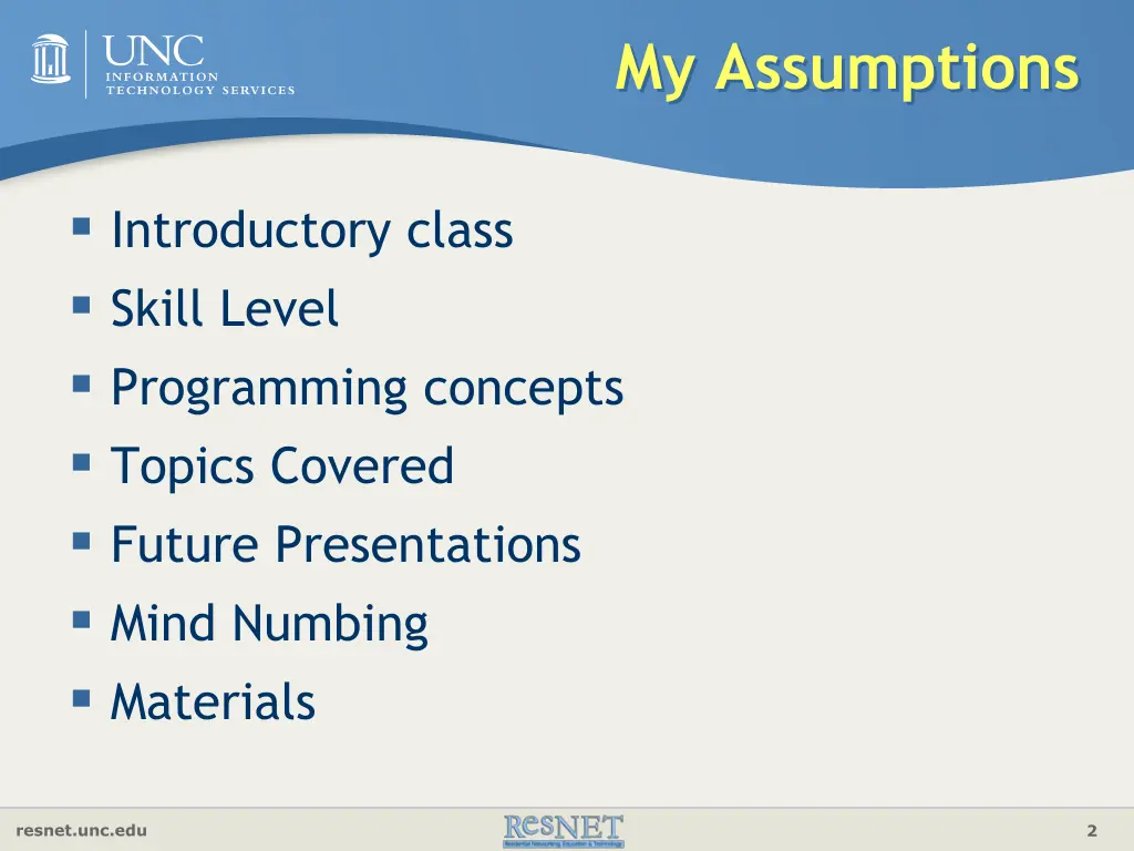 my assumptions
