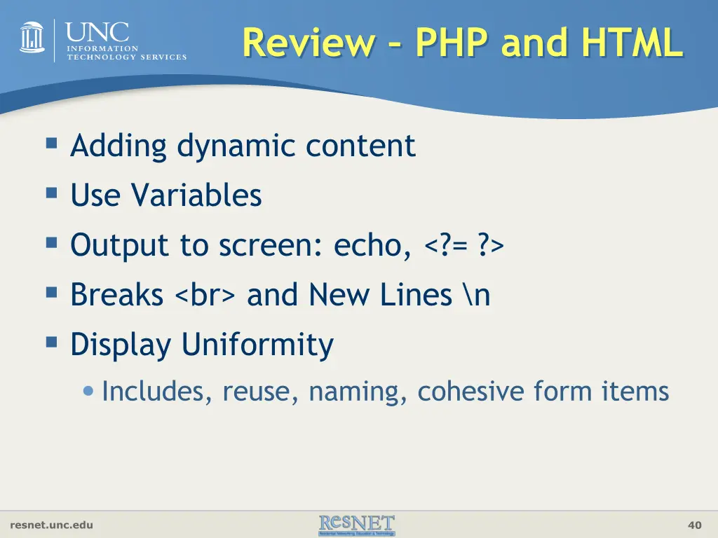 review php and html