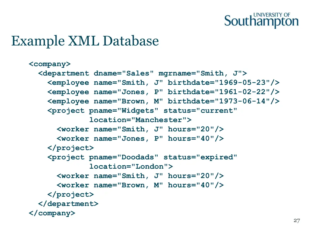 example xml database