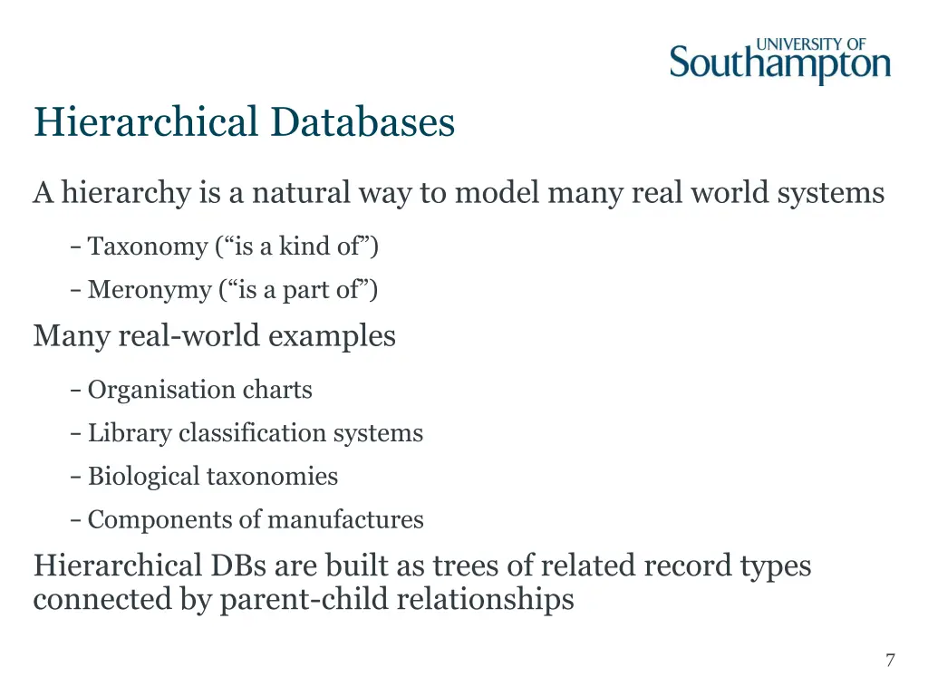 hierarchical databases