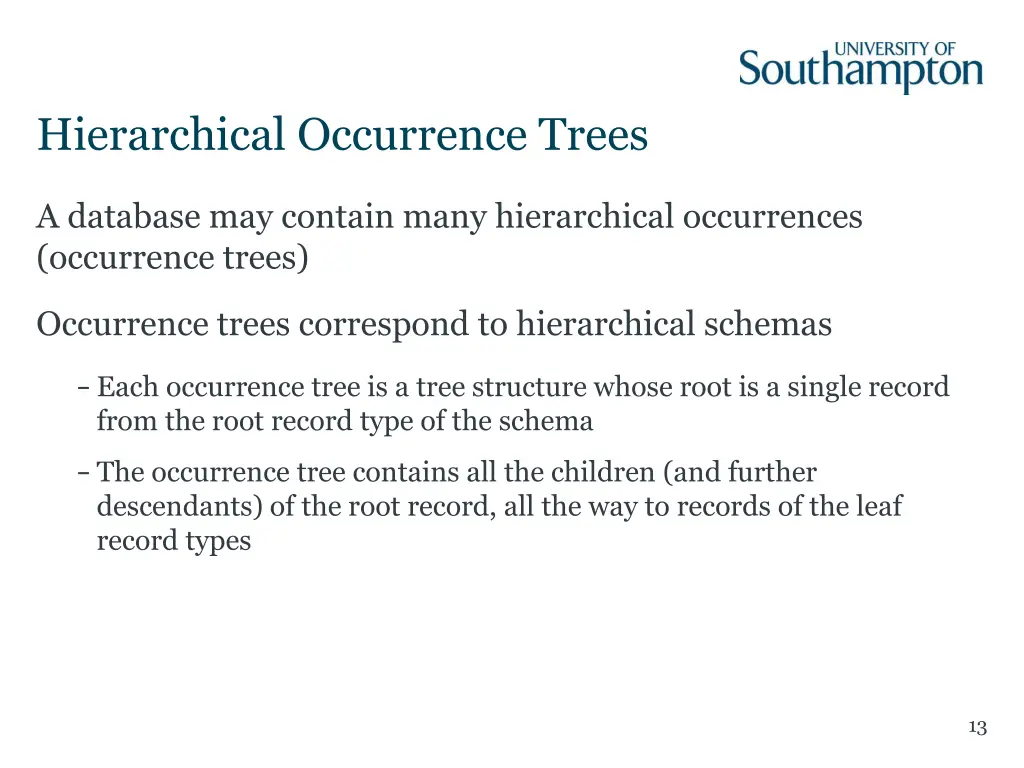 hierarchical occurrence trees