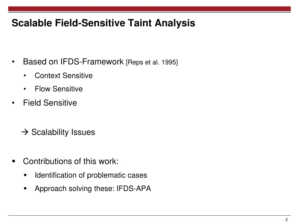 scalable field sensitive taint analysis