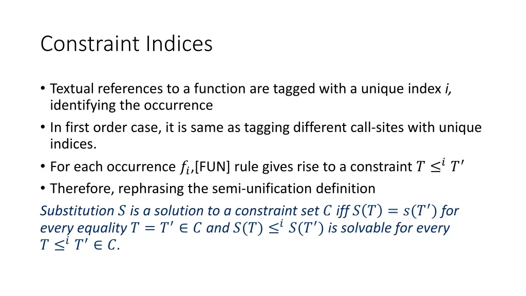 constraint indices