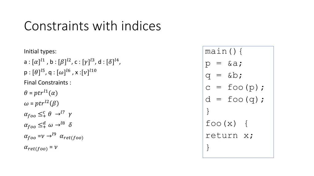 constraints with indices