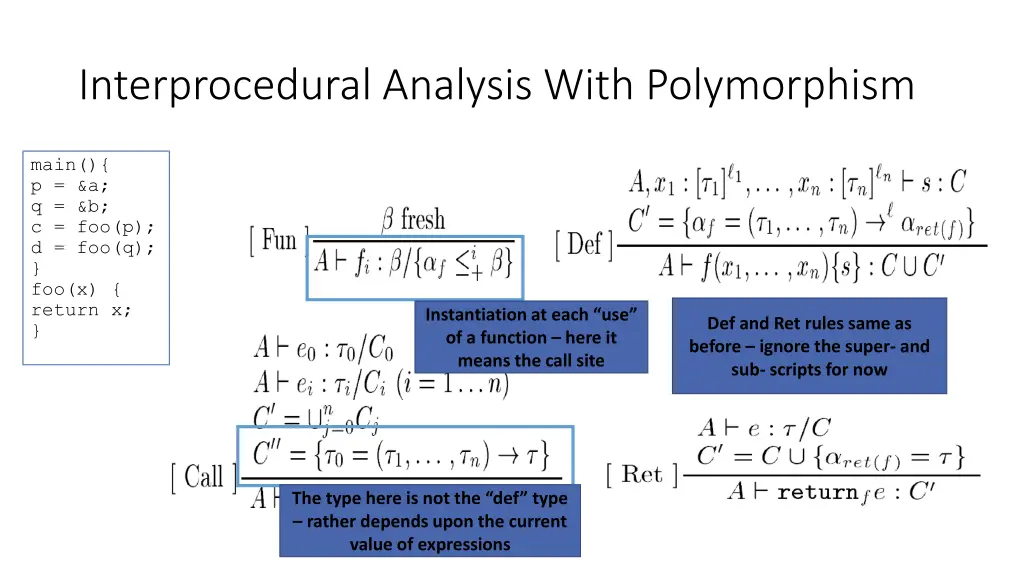 interprocedural analysis with polymorphism