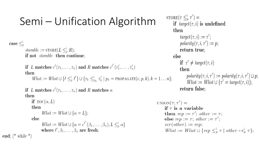 semi unification algorithm