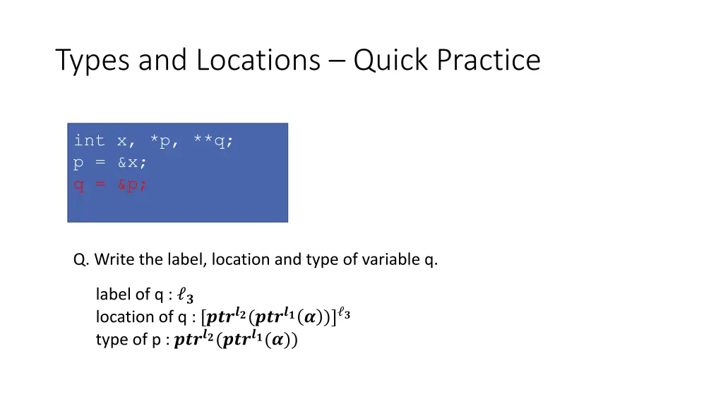 types and locations quick practice