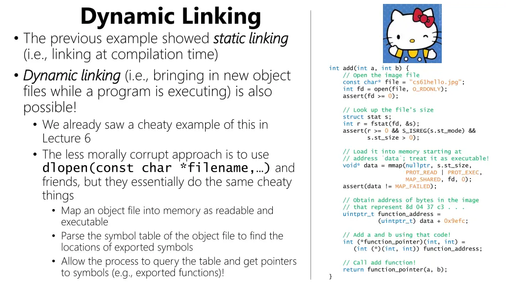 dynamic linking the previous example showed