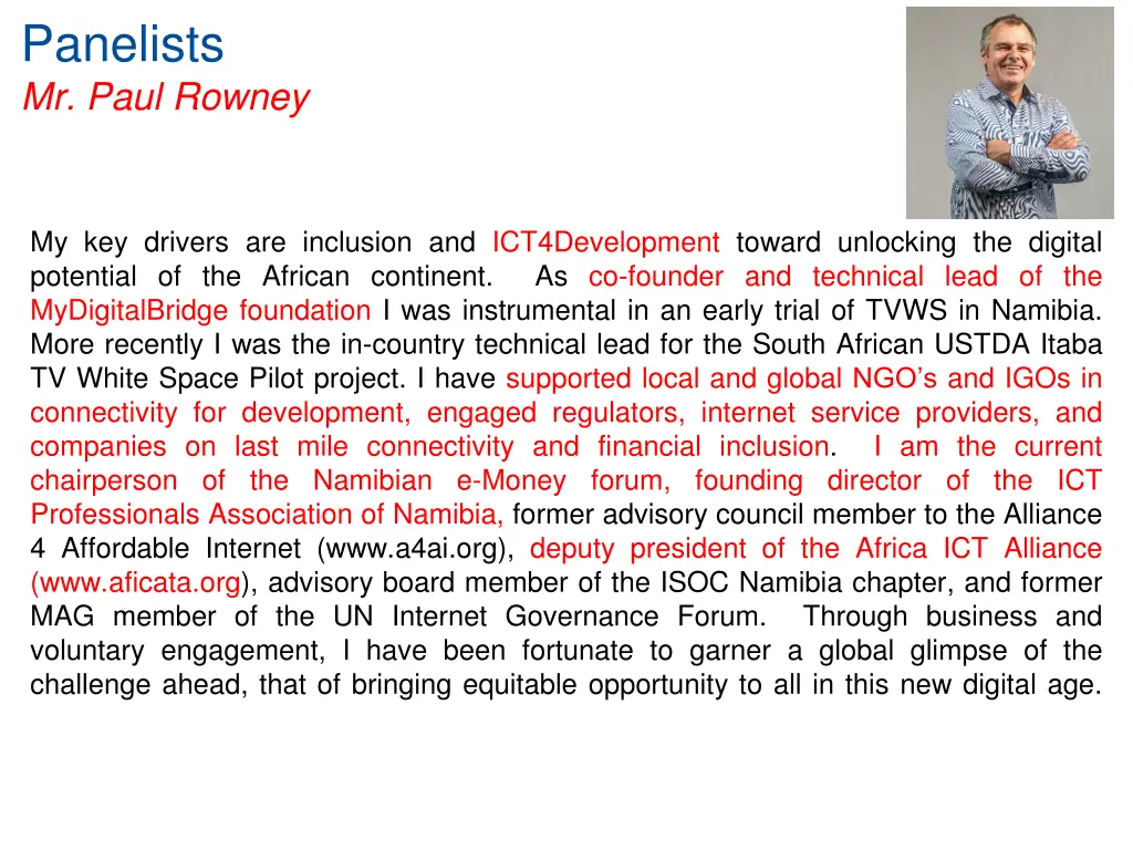 panelists mr paul rowney