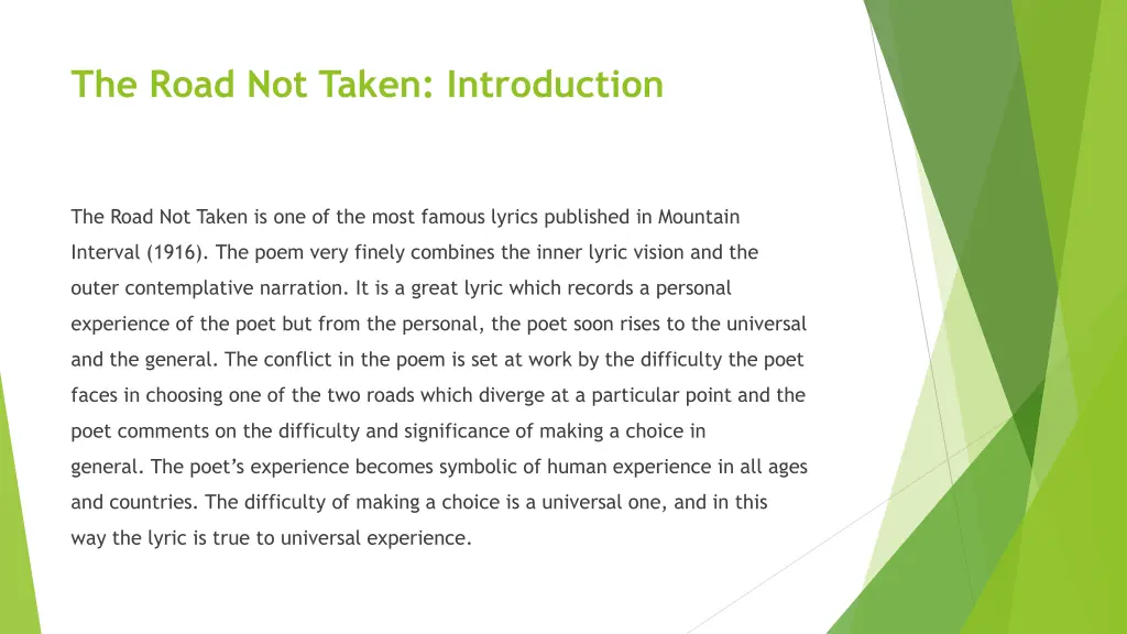 the road not taken introduction