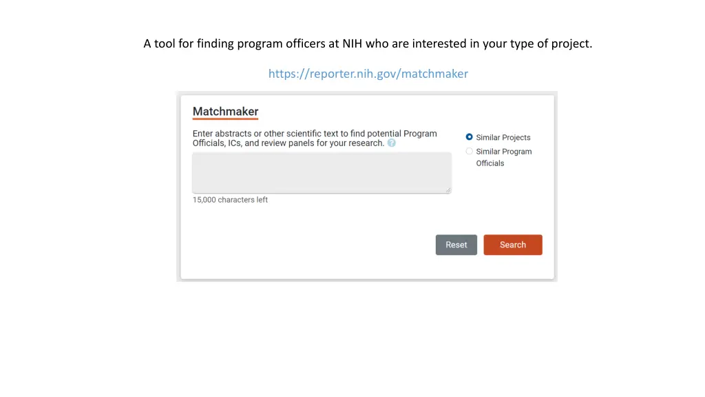 a tool for finding program officers